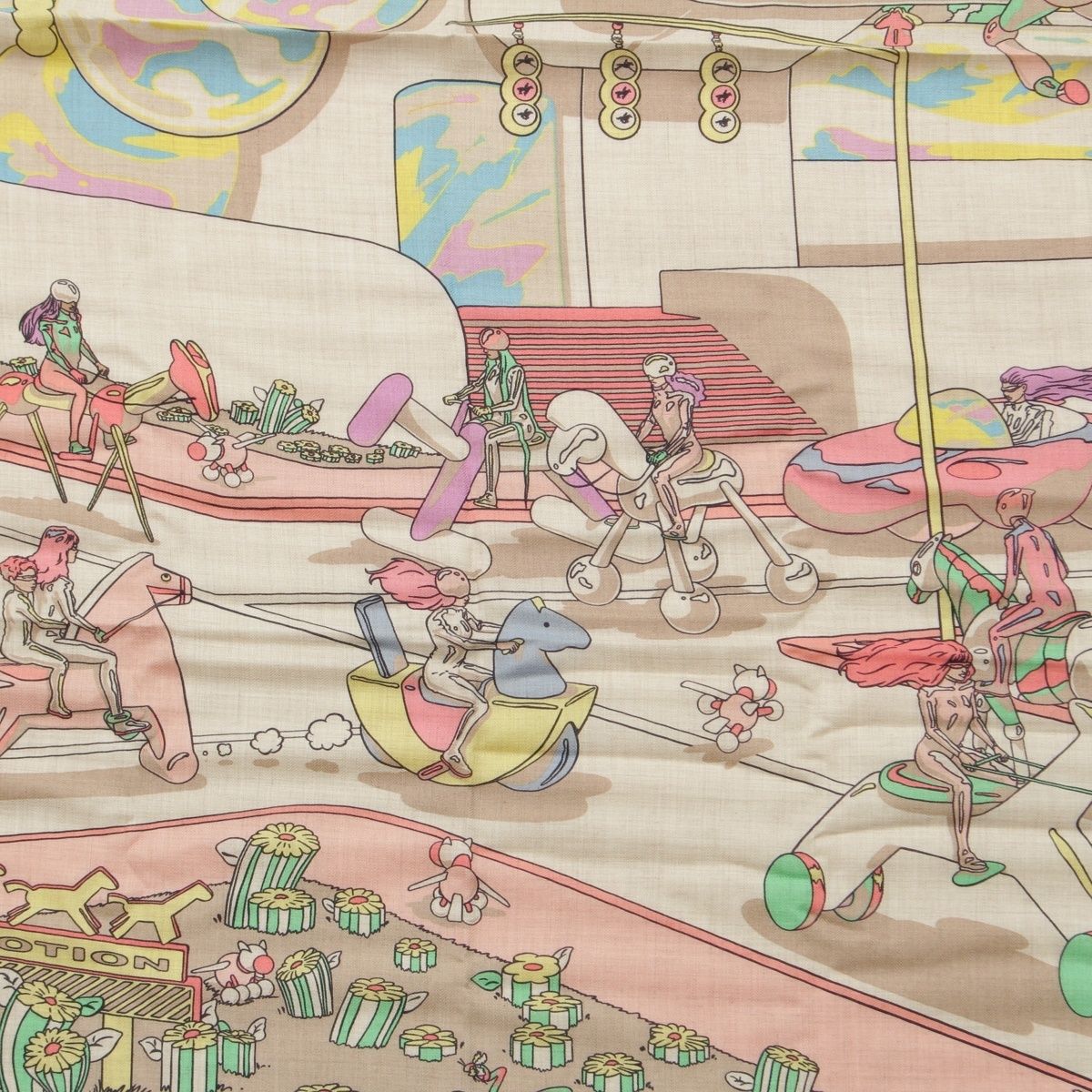 エルメス カレ140 カシミヤ シルク カレジェアン LOCOMOTION ロコ