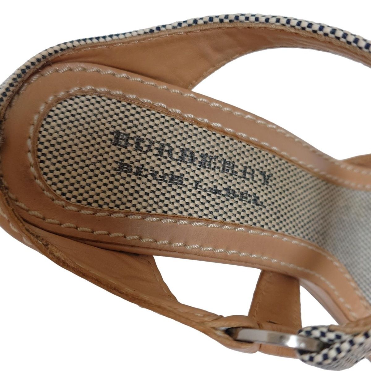  Burberry Blue Label バーバリーブルーレーベル ミュール 23 レディース - ベージュ×ネイビー×白 レザー ミュール サンダル ミュール