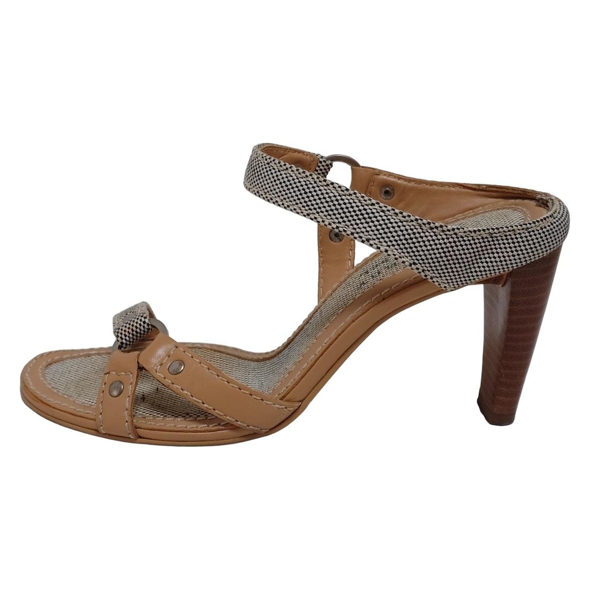 Burberry Blue Label バーバリーブルーレーベル ミュール 23 レディース - ベージュ×ネイビー×白 レザー