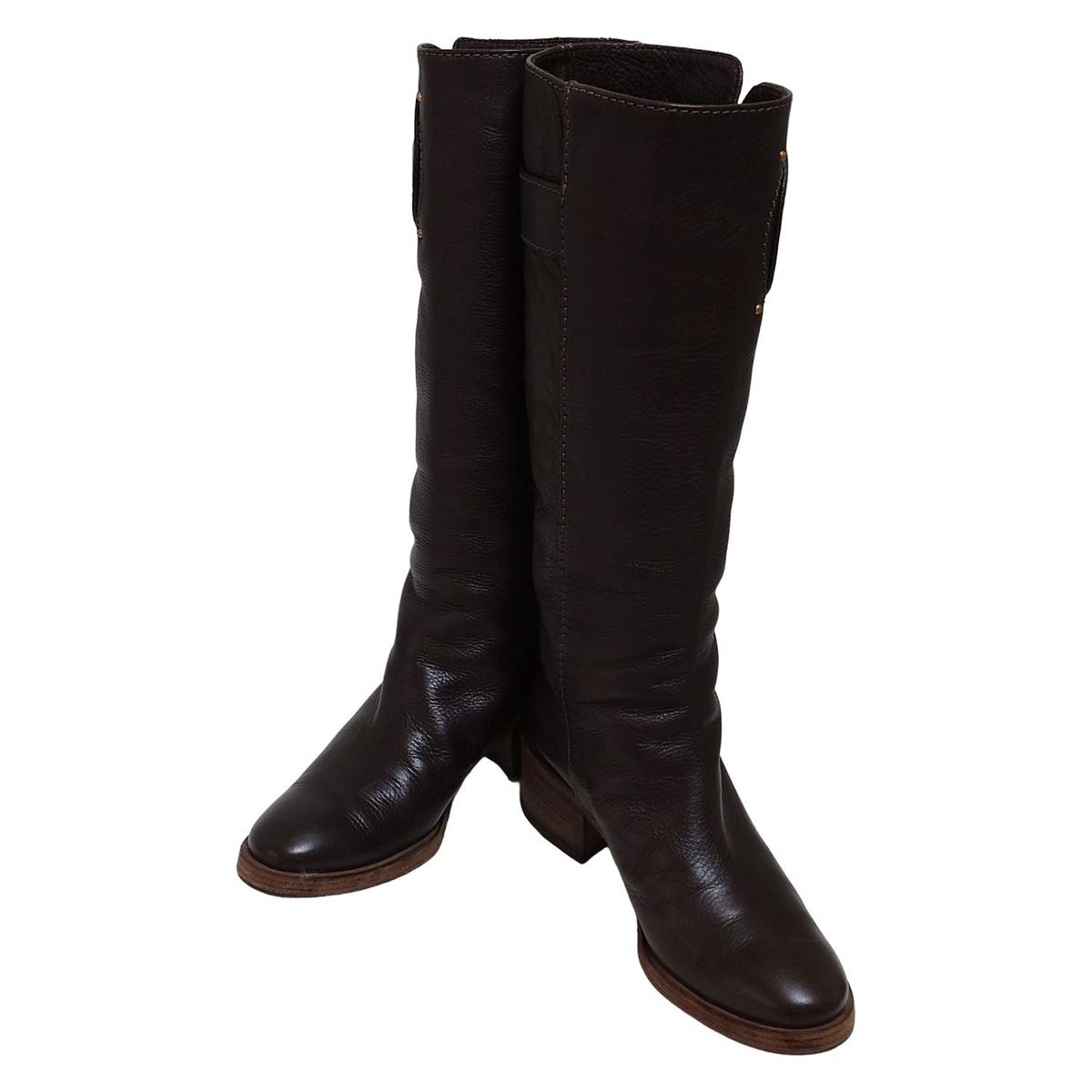 Chloe クロエ ロングブーツ 36 レディース - ダークブラウン アウトソール張替済 レザー