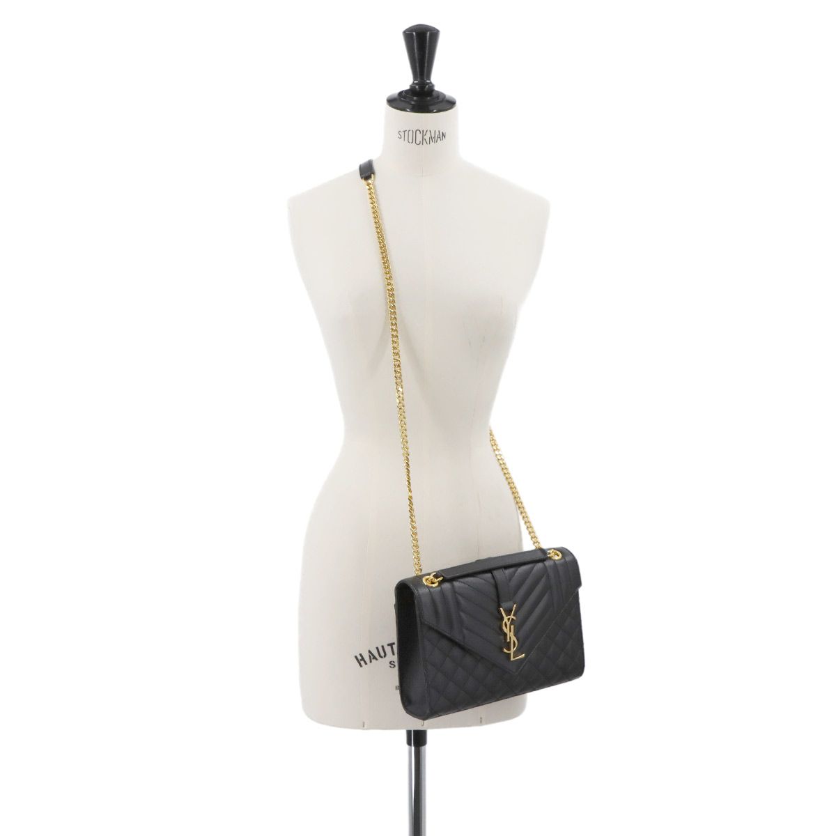 サンローラン SAINT LAURENT エンヴェロップ ミディアム チェーン ショルダー バッグ レザー ノワール 600185 90292864 DECORATOM_COM_BR