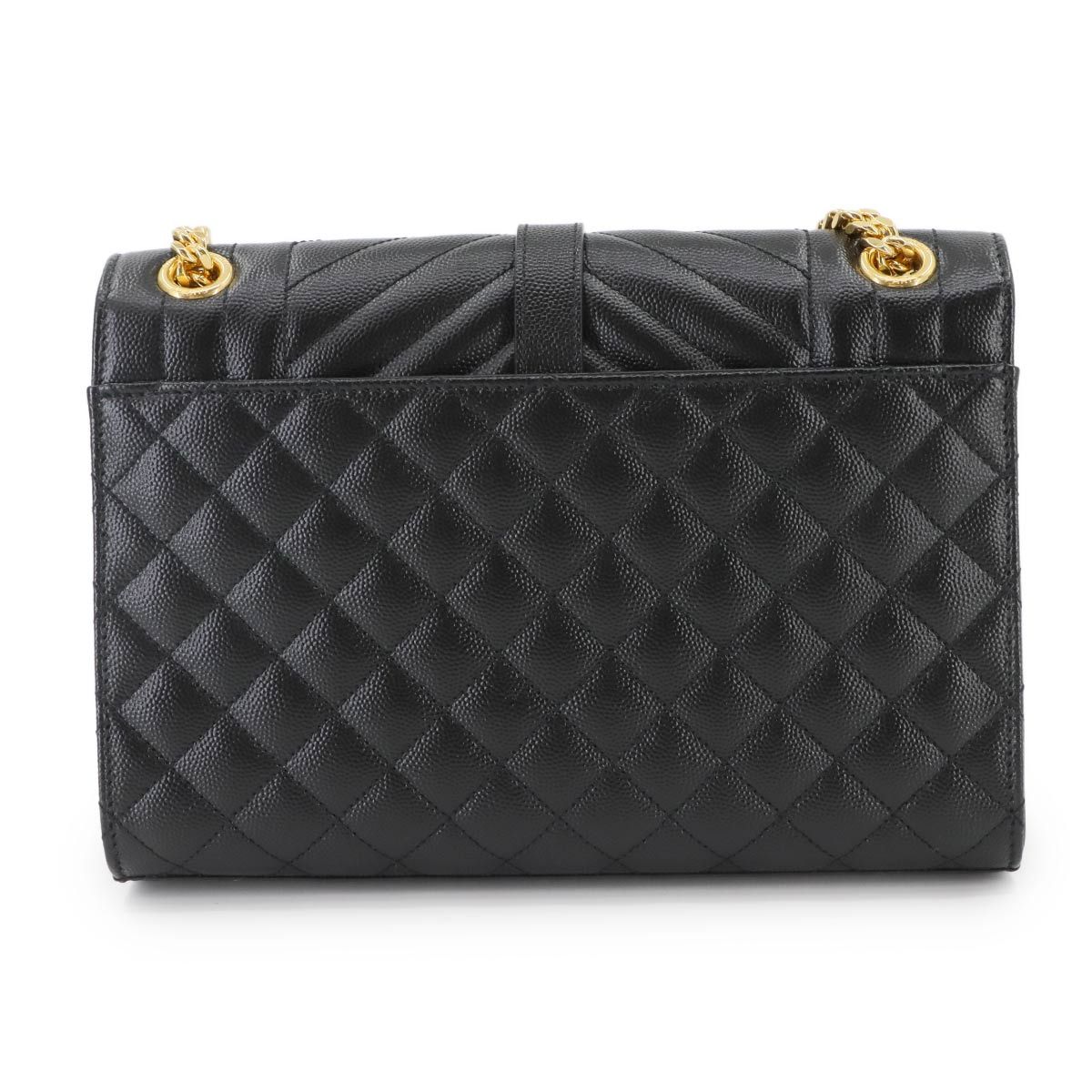 サンローラン SAINT LAURENT エンヴェロップ ミディアム チェーン ショルダー バッグ レザー ノワール 600185 90292864