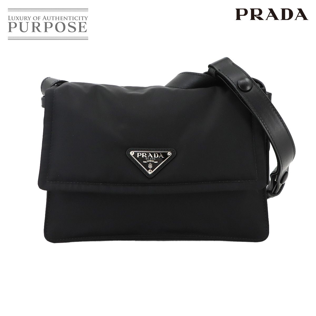 プラダ PRADA スモール パデッド ショルダー バッグ ナイロン レザー ブラック 1BD313 Small Padded Bag 90295970