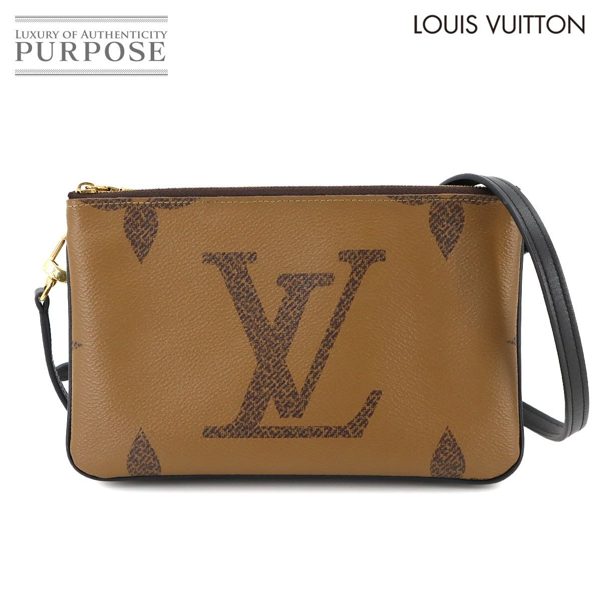 ルイ ヴィトン LOUIS VUITTON モノグラム ジャイアント リバース ポシェット ドゥーブル ジップ ショルダー バッグ RFID 90298790