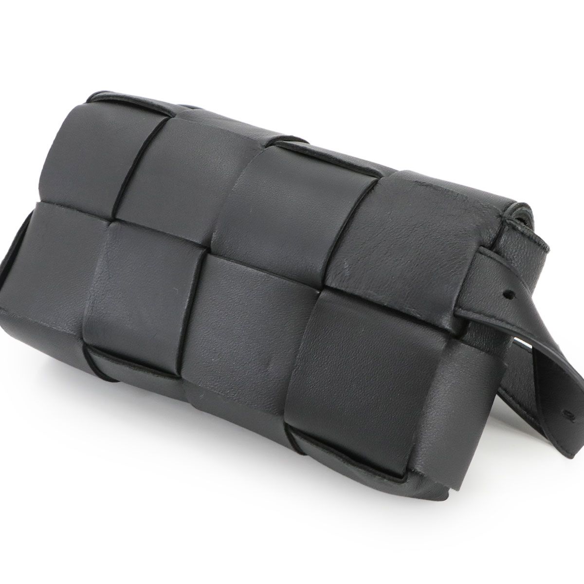 ボッテガ ヴェネタ BOTTEGA VENETA イントレチャート カセット ベルトバッグ ボディ ウエスト バッグ レザー ブラック