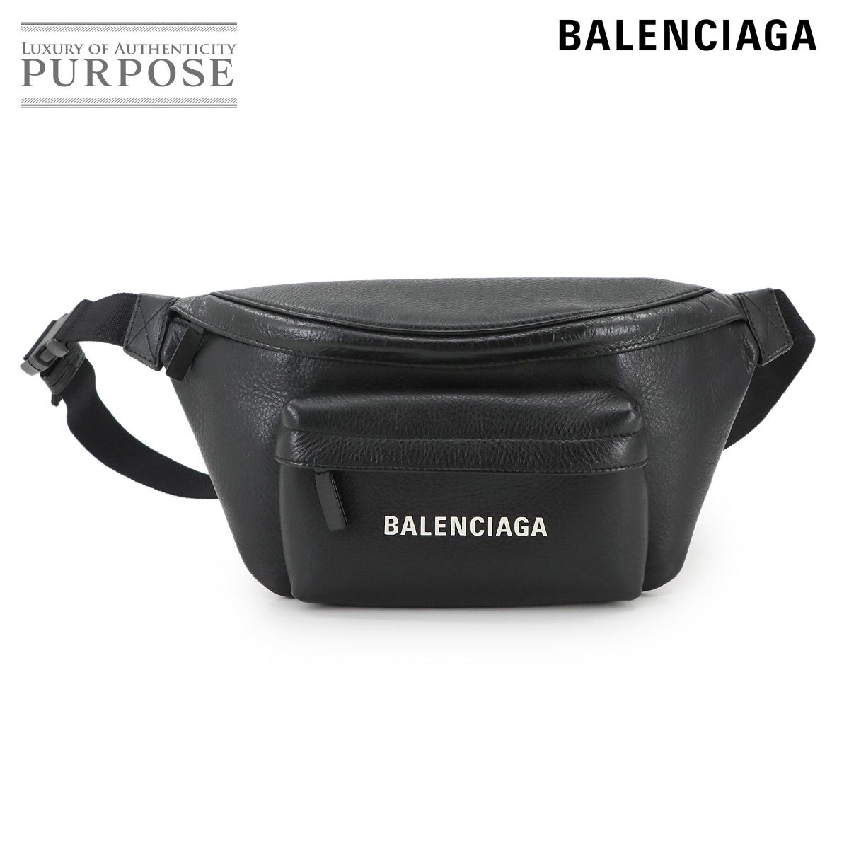 バレンシアガ エブリデイ ベルトパック ボディ バッグ ウエスト ポーチ レザー ブラック 552375