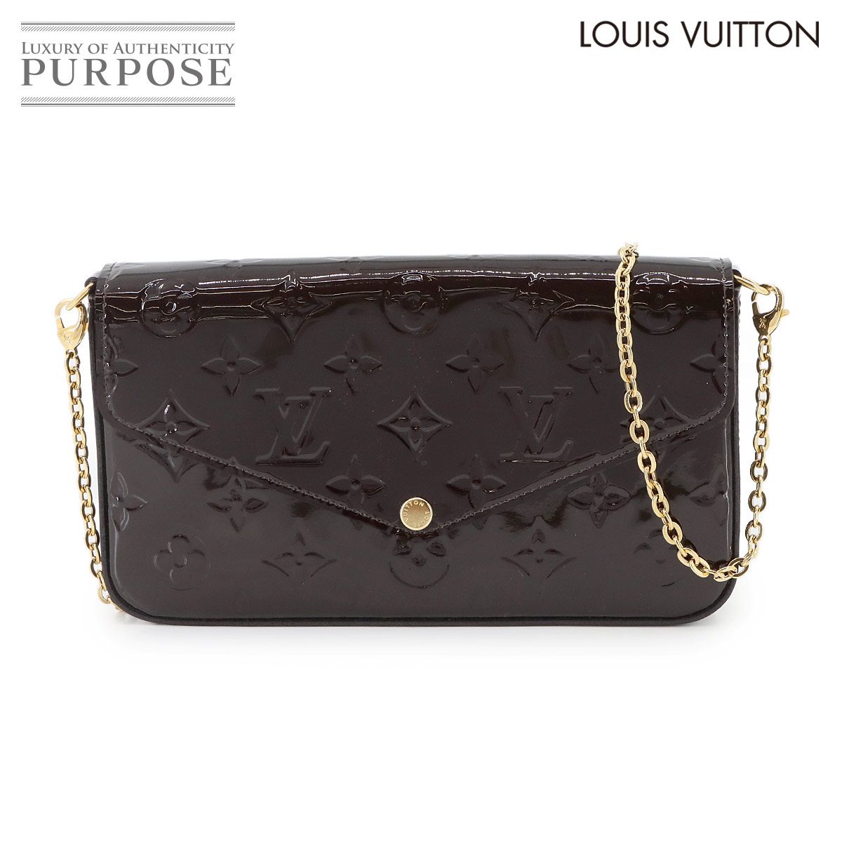 ルイ ヴィトン LOUIS VUITTON モノグラム ヴェルニ ポシェット フェリシー チェーン ウォレット レザー アマラント 90299645