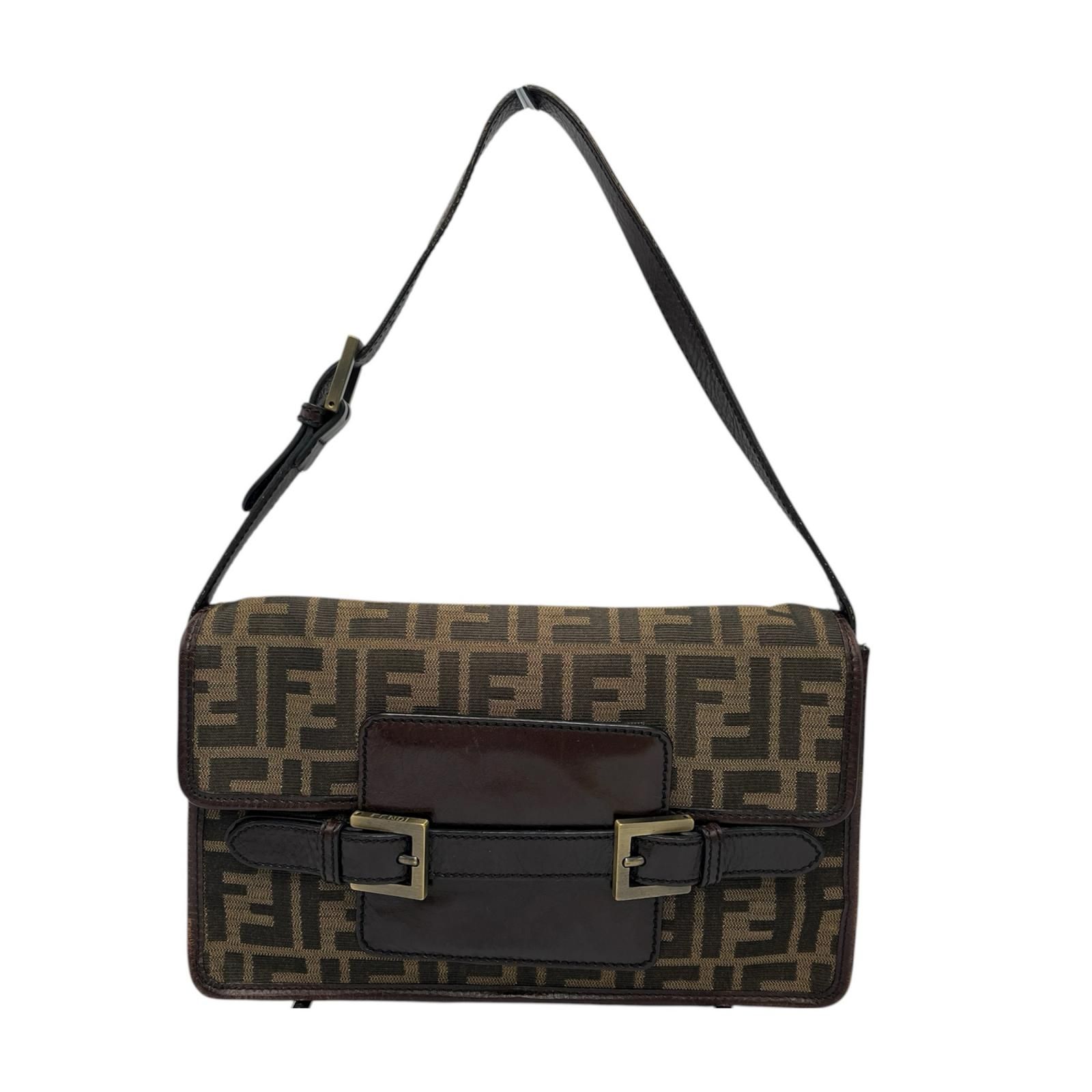 フェンディ FENDI ショルダーバッグ ズッカ ベルトモチーフ ワンショルダー キャンバス レザー レディース