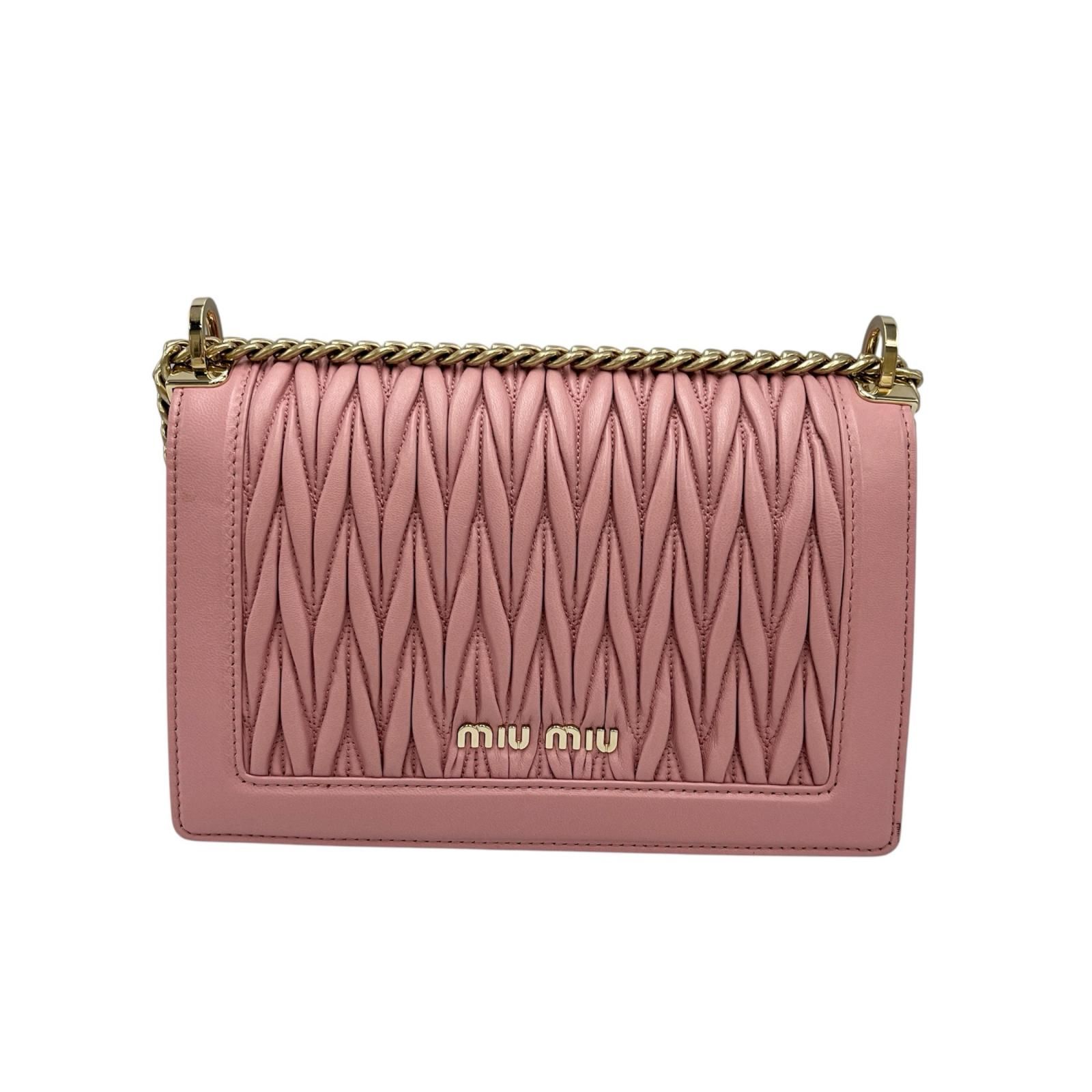 ミュウ ミュウ Miu Miu ショルダーバッグ コンフィデンシャル マテラッセ 5BD083 レザー ピンク レディース