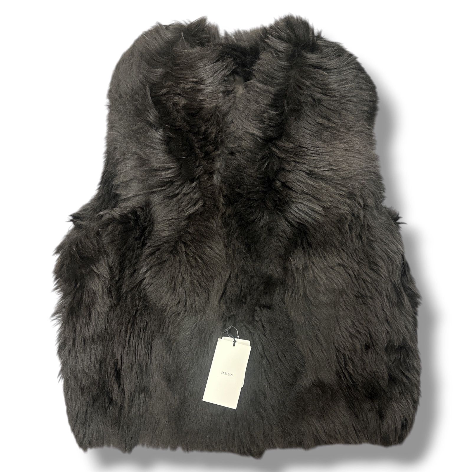 参考上代148500円 ssstein 24AW SHEEP FUR VEST シープファーベスト ジレ シュタイン ST.919 ダークブラウン