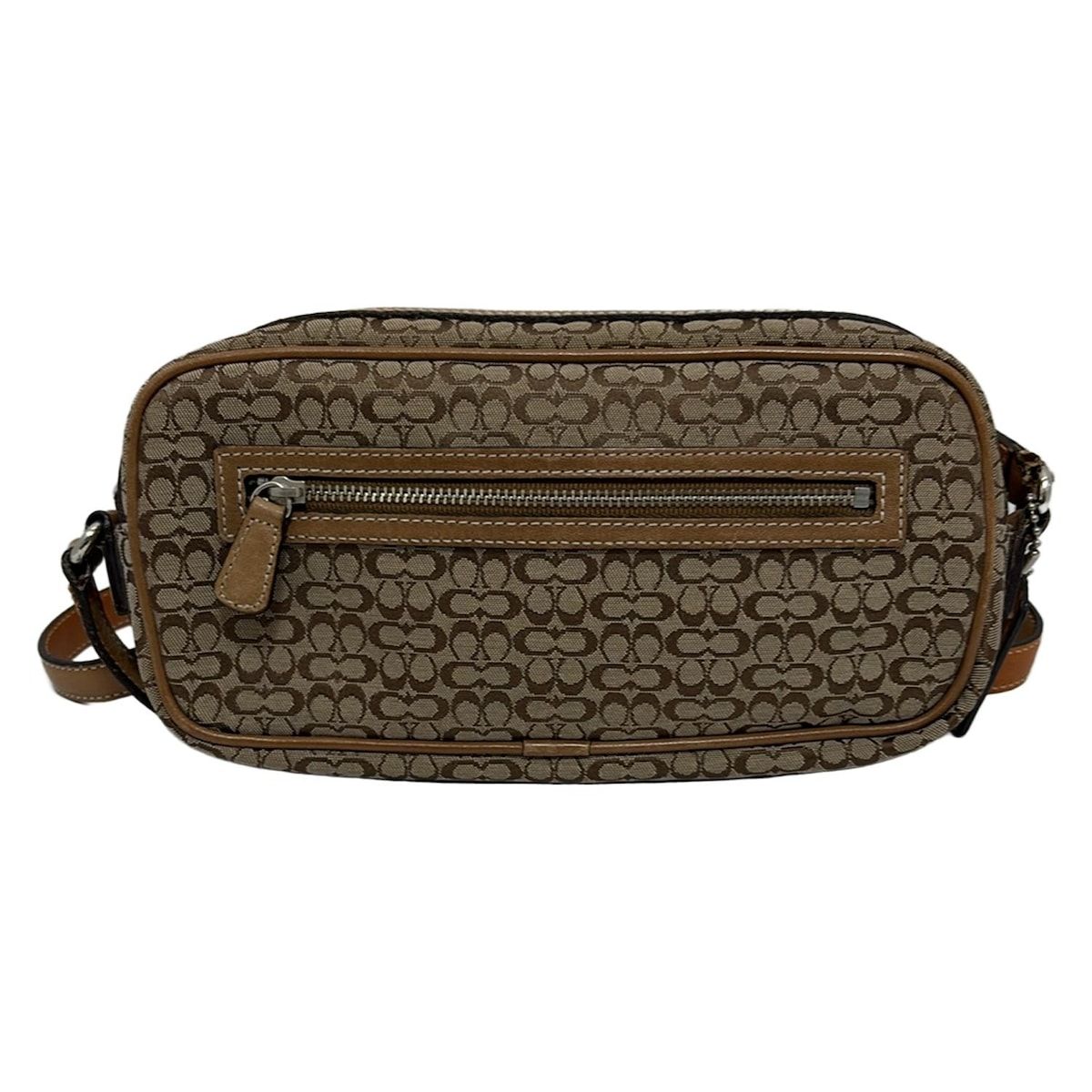 COACH コーチ ショルダーバッグ ミニシグネチャー柄 6341 カーキ×ライトブラウン レザー