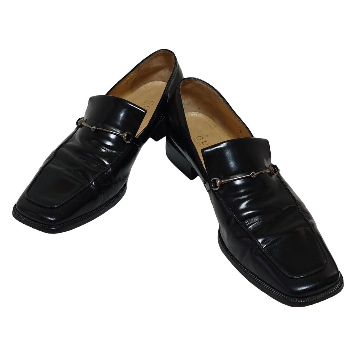 GUCCI グッチ ローファー 37 C レディース - 黒 ホースビット レザー