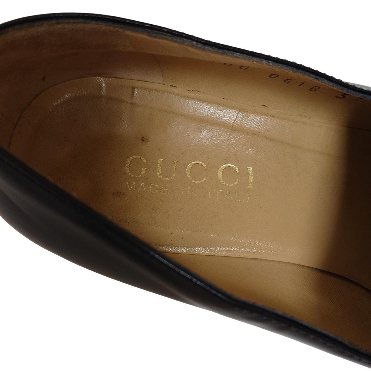  GUCCI グッチ ローファー 37 C レディース - 黒 ホースビット レザー ローファー 革靴 靴