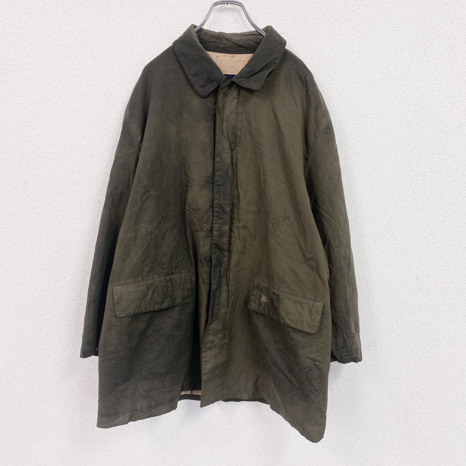 古着 BURBERRY LONDON バーバリー ロンドン オイルドコート オイルドジャケット フリースライナー カーキ