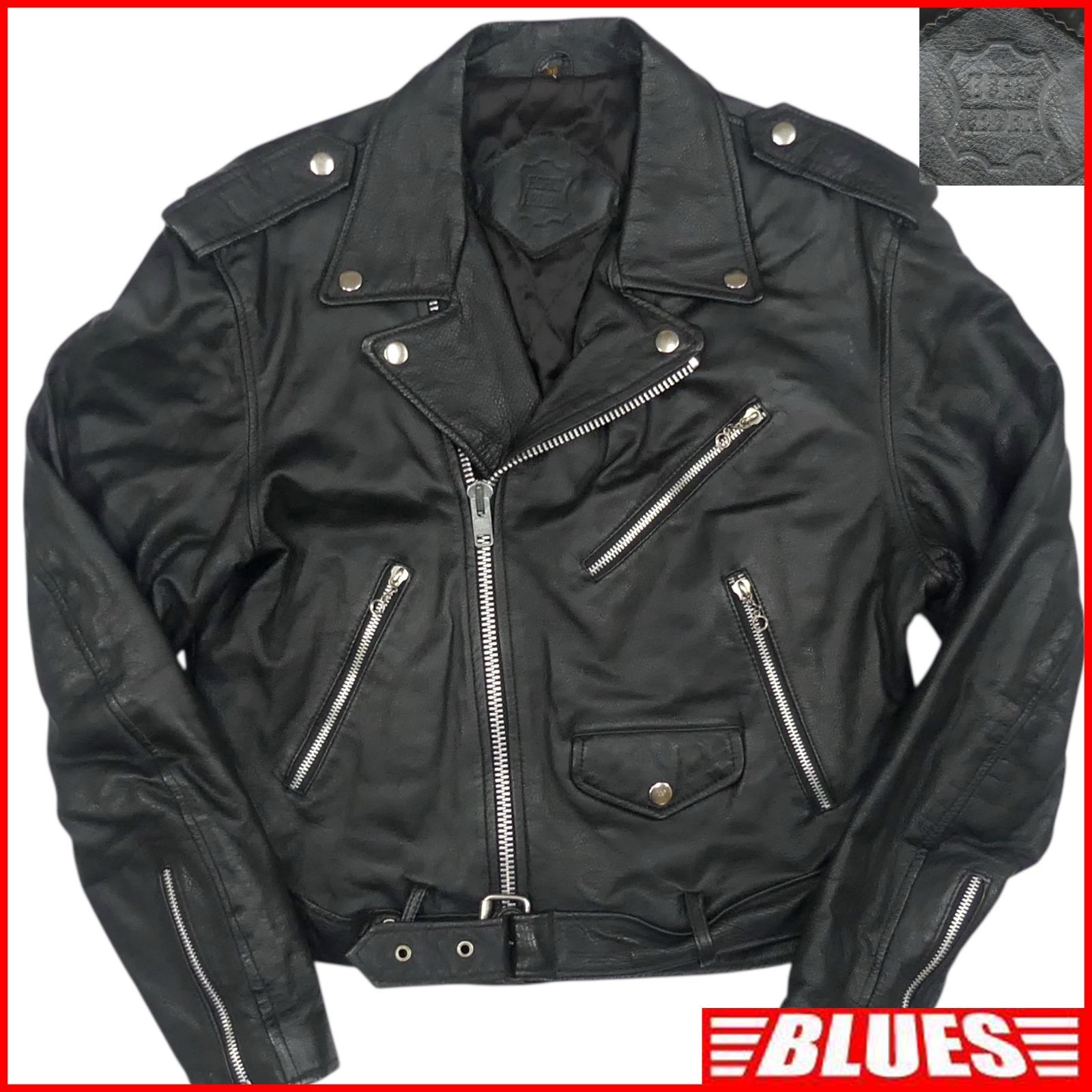 ライダースジャケット M 本革 ダブル メンズ レザー ジャケット 黒 ブラック バイク キルティング バイカー 38 レザーライダースジャケット_サイズM一覧 SEULB屋着古 X8071