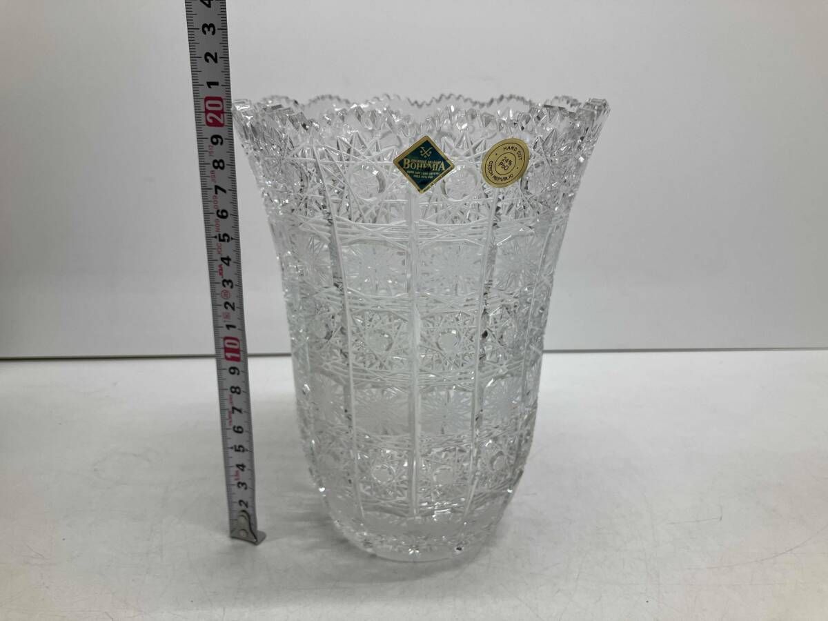 laska Bohemia Glass クリスタル花瓶 LASKA ボヘミアグラス花瓶 未使用