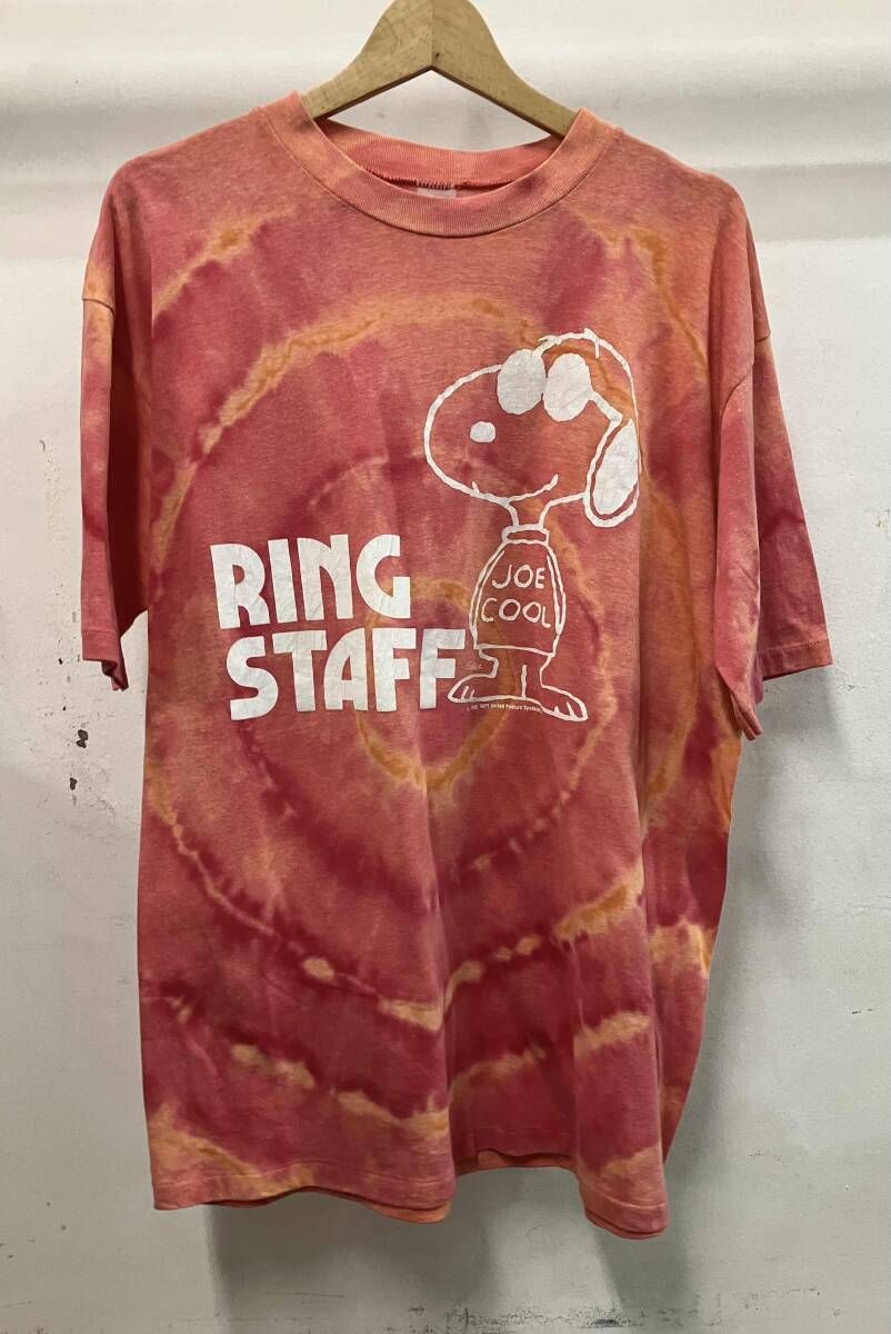 ARTEX アルテックス 70S～80S タイダイ スヌーピー PEANUTS ピーナッツ 半袖Tシャツ サイズXL オレンジ レッド