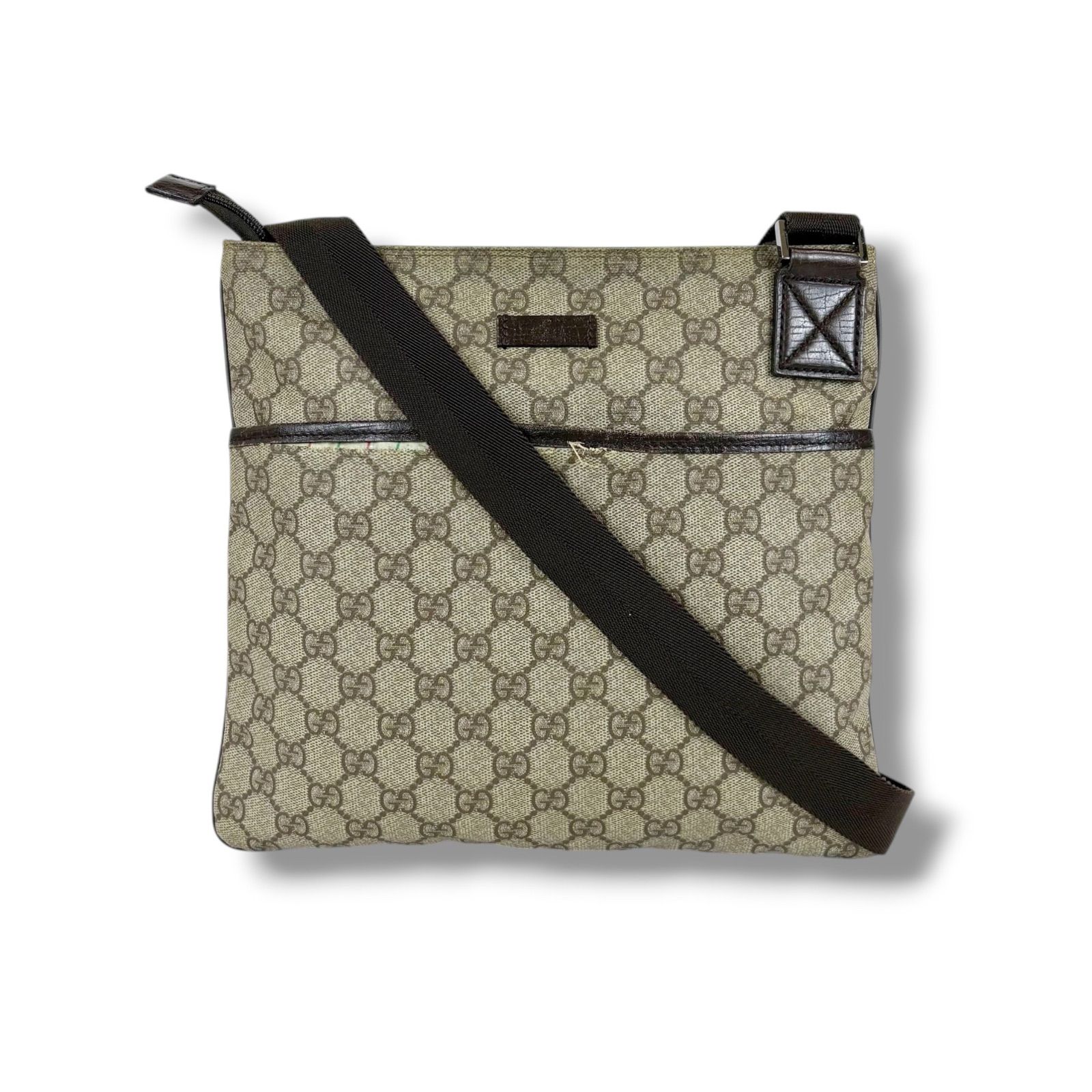 グッチ GUCCI クロスボディバッグ ショルダーバッグ GGスプリーム ベージュ ブラウン PVCレザー 141626