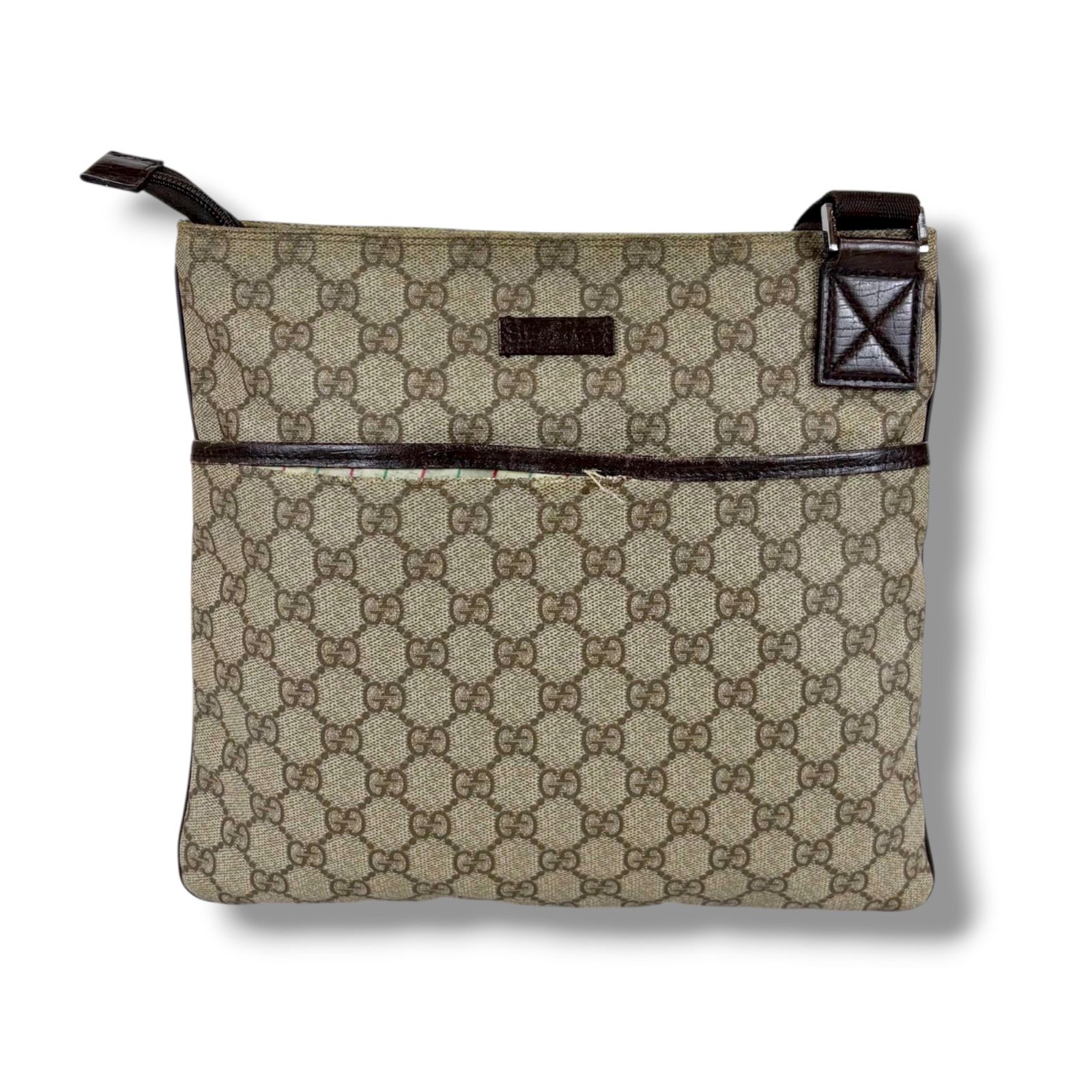 グッチ GUCCI クロスボディバッグ ショルダーバッグ GGスプリーム ベージュ ブラウン PVCレザー 141626