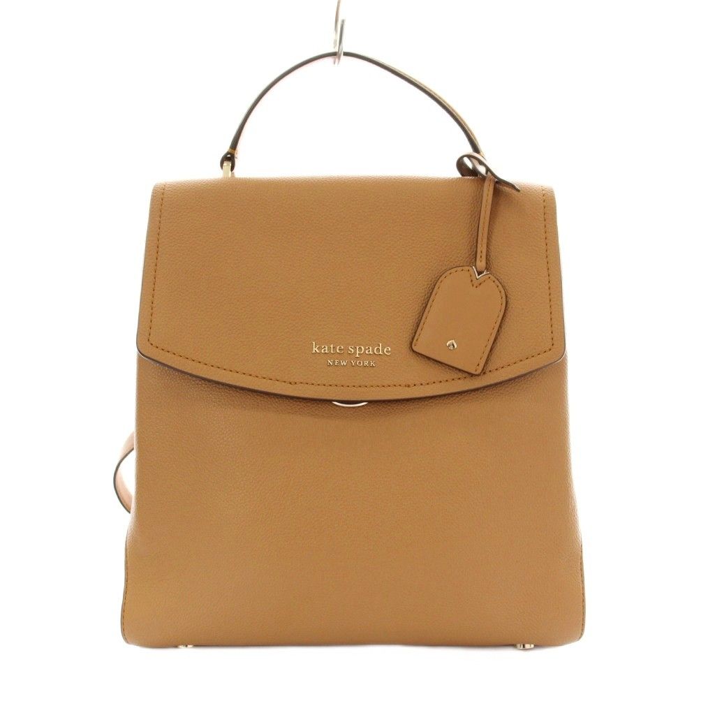 ケイトスペード KATE SPADE トンプソン リュックサック デイバッグ フラップ レザー ロゴ チャーム キャメル K 4408 KU