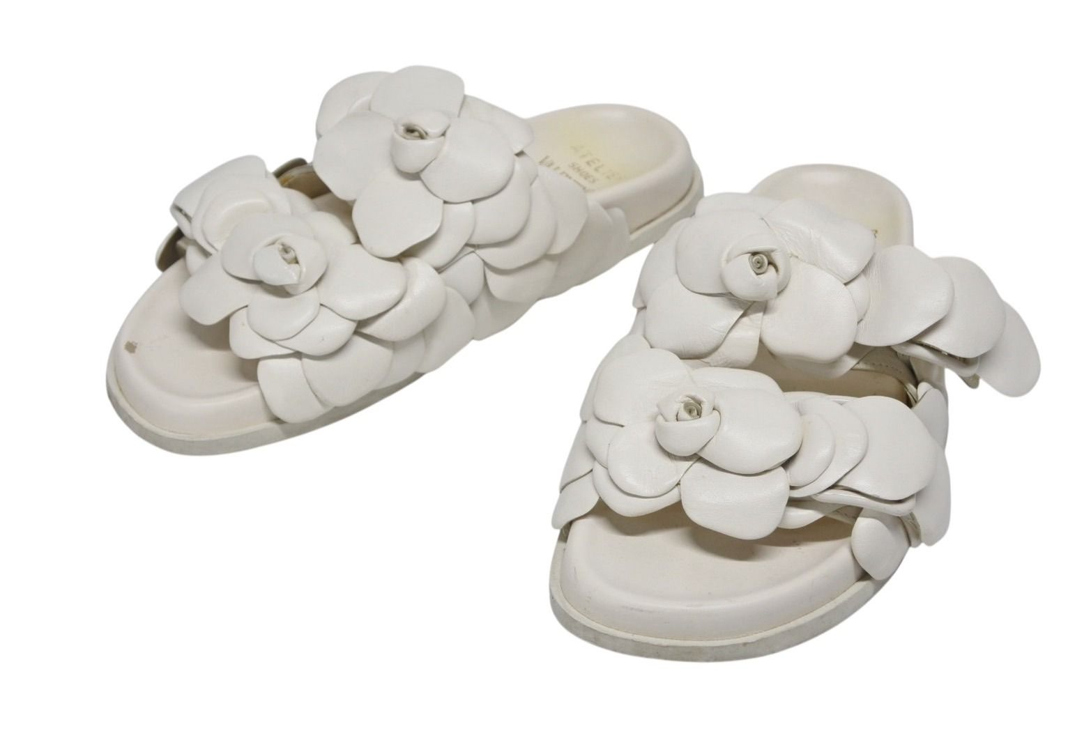 VALENTINO ヴァレンティノ アトリエ ローズエディション サンダル DV AXO 2 レザー ラバーソール ホワイト サイズ37 4b007275