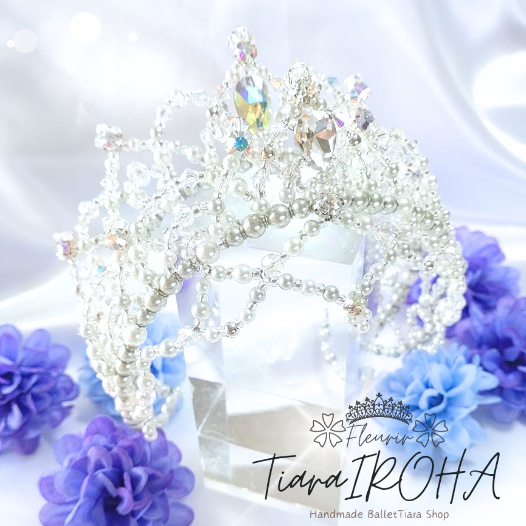 バレエ ティアラ 2連ティアラ シルバー クリスタル 大人用 コーム付