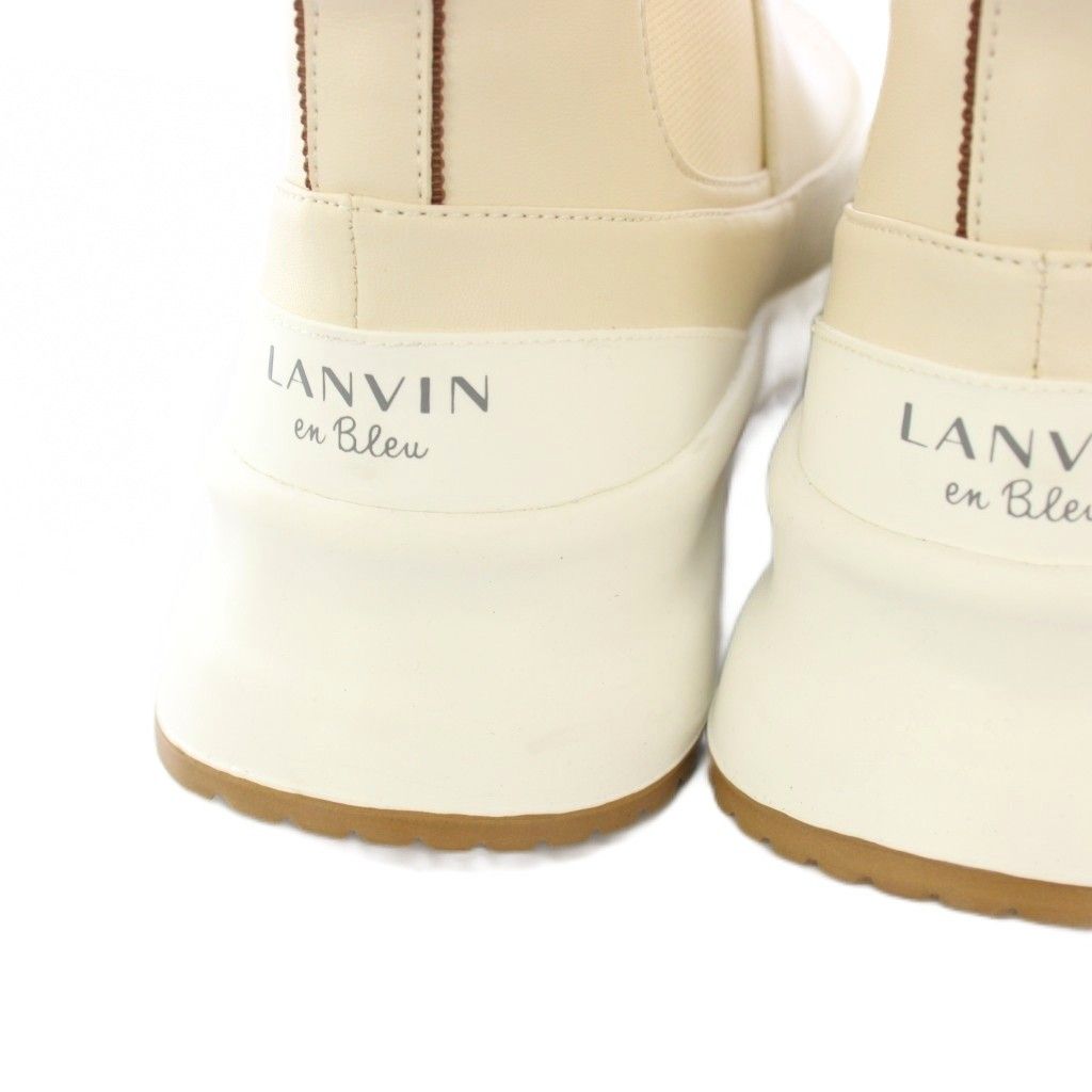  ランバンオンブルー LANVIN en Bleu サイドゴアミッドカットスニーカー ショートブーツ 23.5 cm ベージュ 2787 TK ブーツ 靴