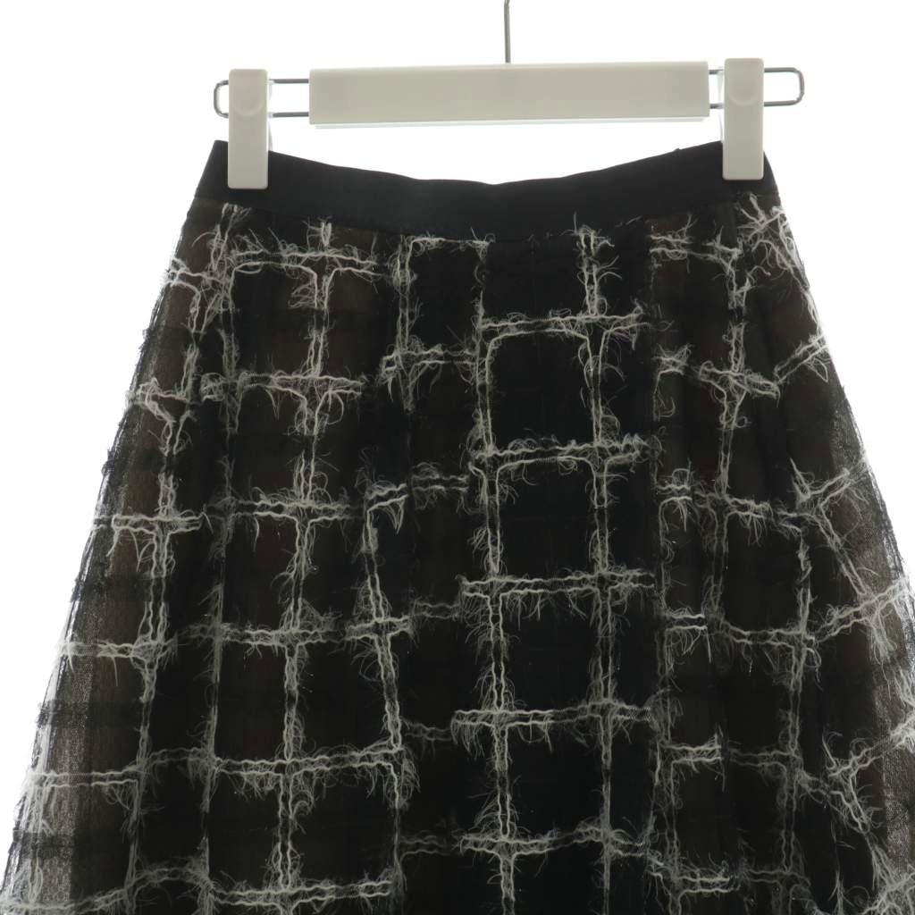 セルフォード CELFORD 22AW チュールフ スカート ミモレ ロング チェック柄 36 茶 ブラウン 黒 ブラック CWFS224049 AN41 GULLKHAN_COM