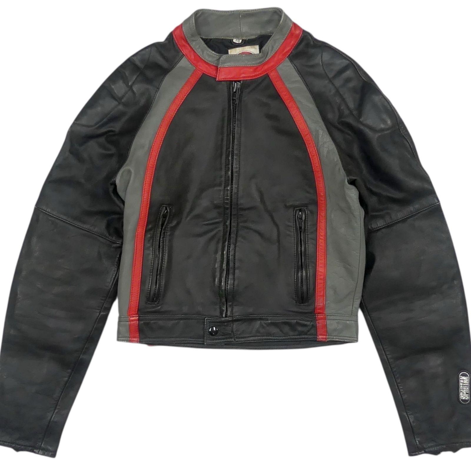 SPARTAN スパルタン ライダースジャケット M 本革 シングル メンズ レザージャケット 38 黒 グレー 赤 トリコロール バイク レザーライダースジャケットM一覧 SEULB屋着古 X 8076