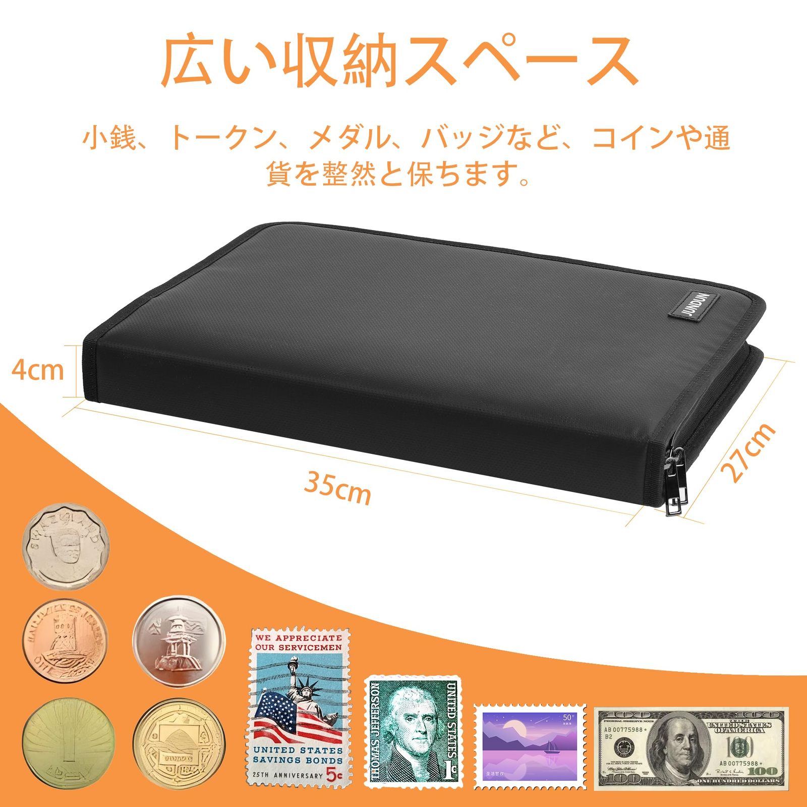 新品 コレクター向けコインコレクションブックホルダー、300ポケットの耐火コイン収集アルバムと36