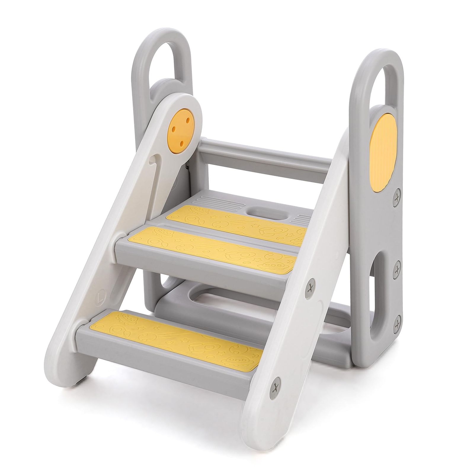 ユーカー Euker 踏み台 子供 折りたたみ 2段 3段 可変式 ハンドル付き トイレトレーニング 幼児用踏み台 ステップ台 登り台 洗面所 手洗い キッズステップ プレゼント イエロー