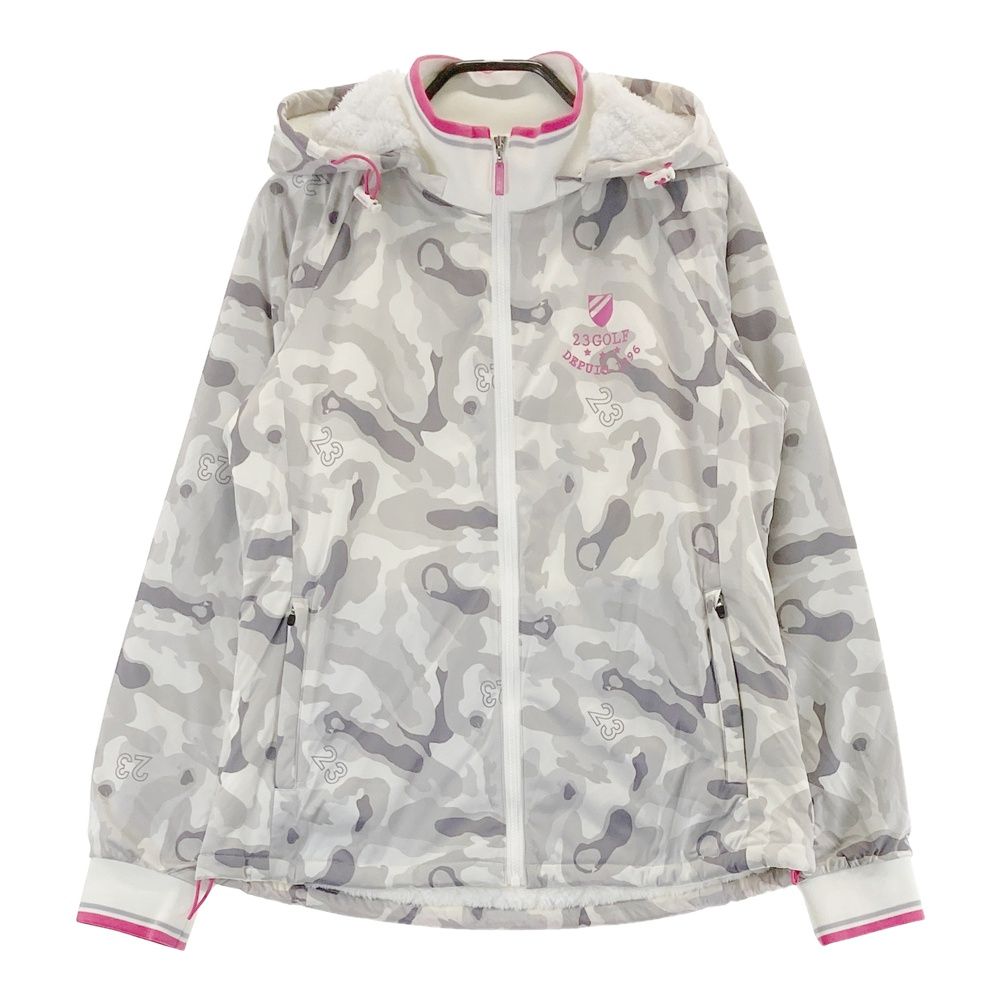サイズ 1 23区GOLF ニジュウサンクゴルフ 2way 裏ボア 中綿 ジップジャケット カモフラ 迷彩柄 グレー系 240101530130 ゴルフウェア レディース ストスト