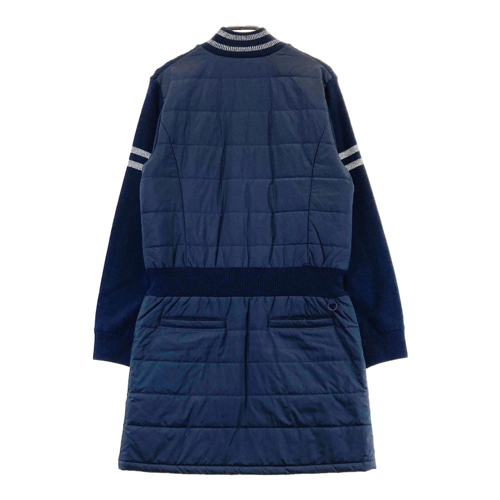 サイズ S M 23区GOLF ニジュウサンクゴルフ ニット切替 中綿 長袖ワンピース ネイビー系 ゴルフウェア レディース ストスト