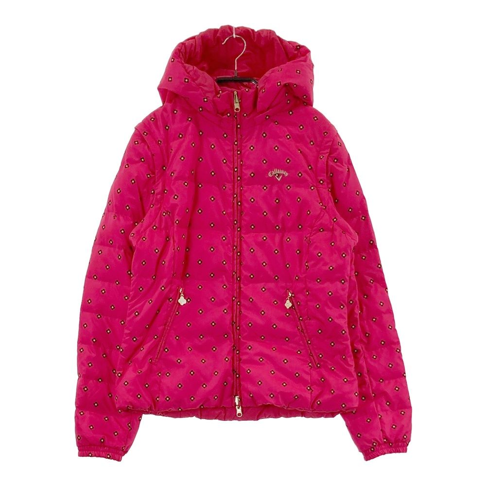 サイズ M キャロウェイ リバーシブル 4 WAYダウンジャケット 花柄 ピンク系 ゴルフウェア レディース ストスト