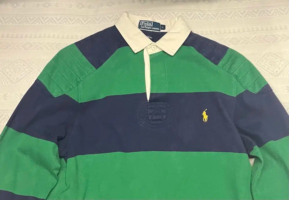 ポロラルフローレン ラグビー シャツ グリーン ネイビー L