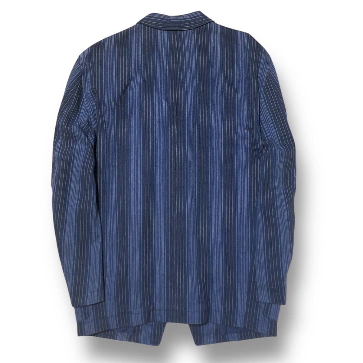 80-90s JEAN OF PLANTATION イッセイミヤケ期 ストライプ2Bジャケット テーラードジャケット サイズ M ブルー ジーンオブプランテーション
