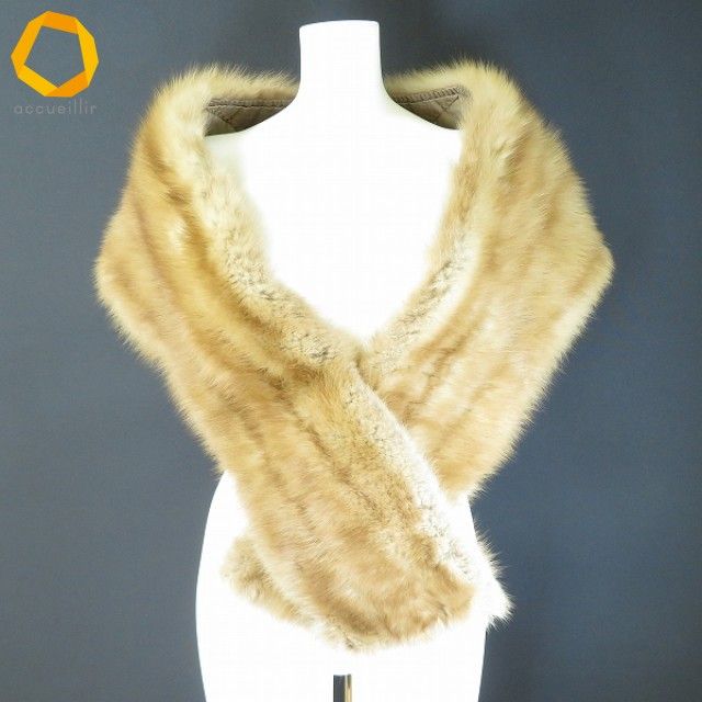 we 三越 MITSUKOSHI ストール ショール 茶系 セーブルファー 毛皮 レディース 965739 k01