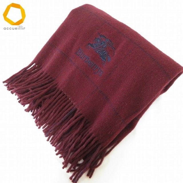 we バーバリー BURBERRY ストール ショール ブランケット エンジ系 紺