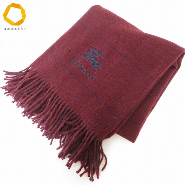 we バーバリー BURBERRY ストール ショール ブランケット エンジ系 紺