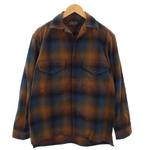 ペンドルトン PENDLETON ボードシャツ ポケット 総柄 長袖 M ブラウン ブルー GMG-59030-B TK