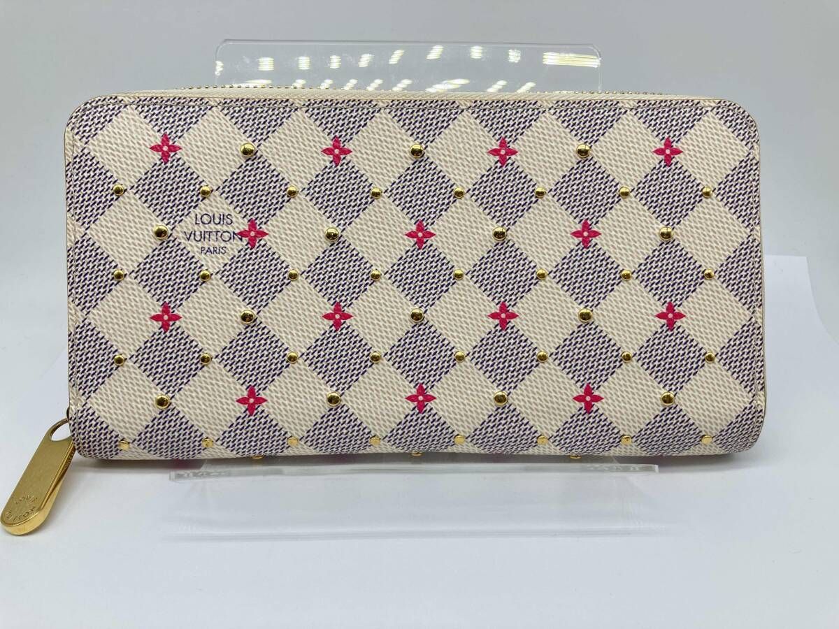 LOUIS VUITTON ダミエアズールN64615 ジッピーウォレット スタッズ 長財布 ルイヴィトン