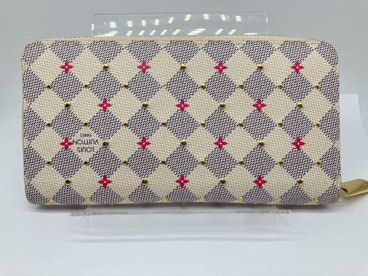 LOUIS VUITTON ダミエアズールN64615 ジッピーウォレット スタッズ 長財布 ルイヴィトン
