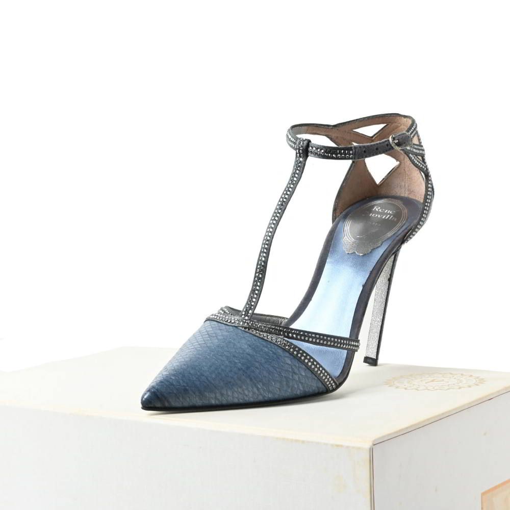 Rene Caovilla MAUVE SATIN STRASS ラインストーン サンダル