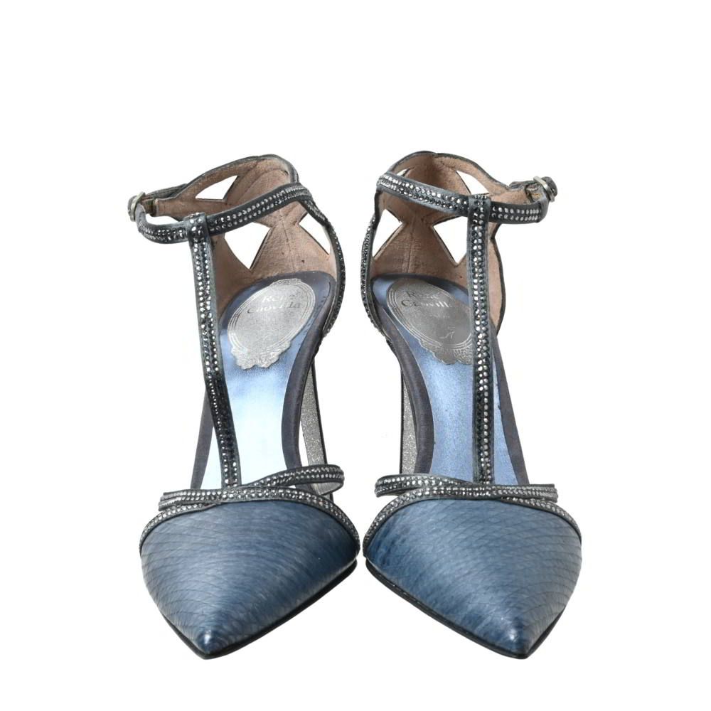 Rene Caovilla MAUVE SATIN STRASS ラインストーン サンダル