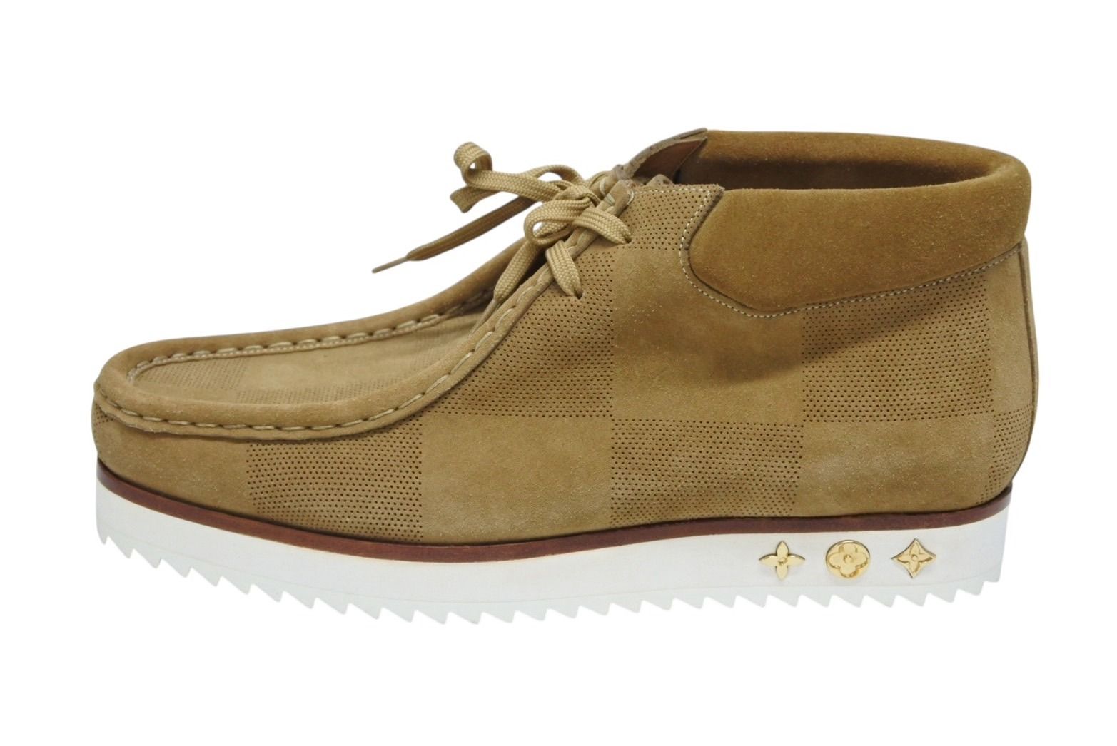 LOUIS VUITTON ルイヴィトン LVモッズ NIGO アンクルブーツ BM 0250 ベージュ ダミエ サイズ9.5 4 b 002193