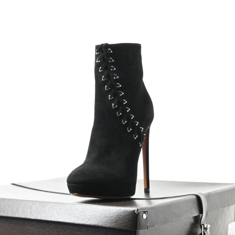 ALAIA スエード レースアップ ピンヒールブーツ