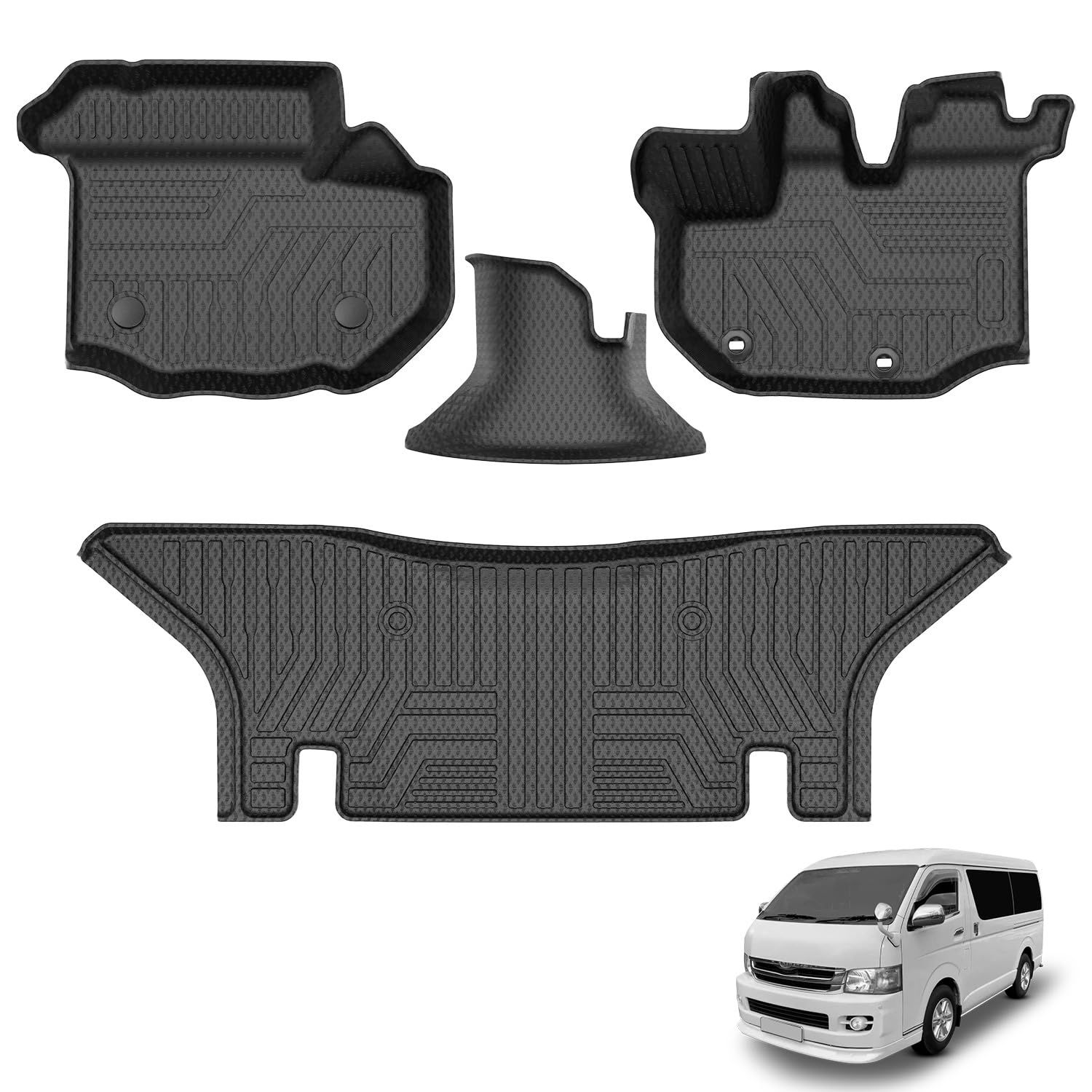 Cartist ハイエース 200系 ワイドボディー フロアマット 立体カーマット 3Dフロアマット HAICE 200 1型 2型 3型 4型 5型 6型 7型 2004年8月~現行 立体構造 防水マット 滑り防止 耐汚れ 耐磨耗性 TPE素材 カ