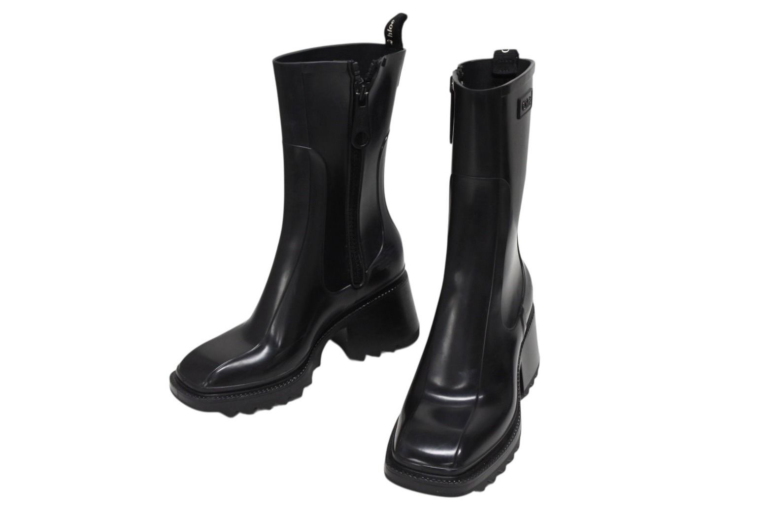 Chloe クロエ ロングブーツ サイズ38 ラバー ブラック ルーマニア製 4b007538