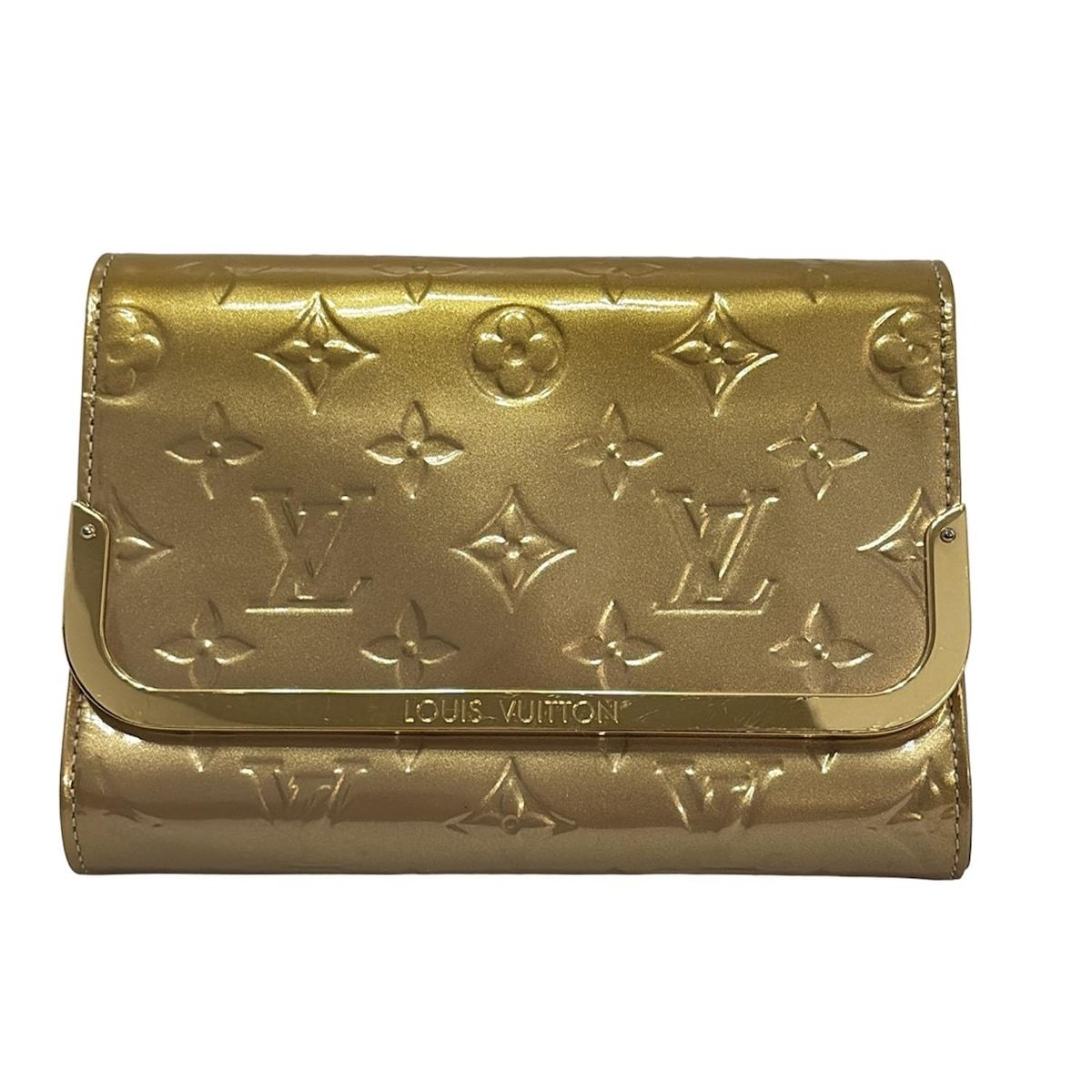 LOUIS VUITTON ルイヴィトン 財布 モノグラムヴェルニ ロスモアPM M91758 ベージュプードル ショルダーウォレット レザー