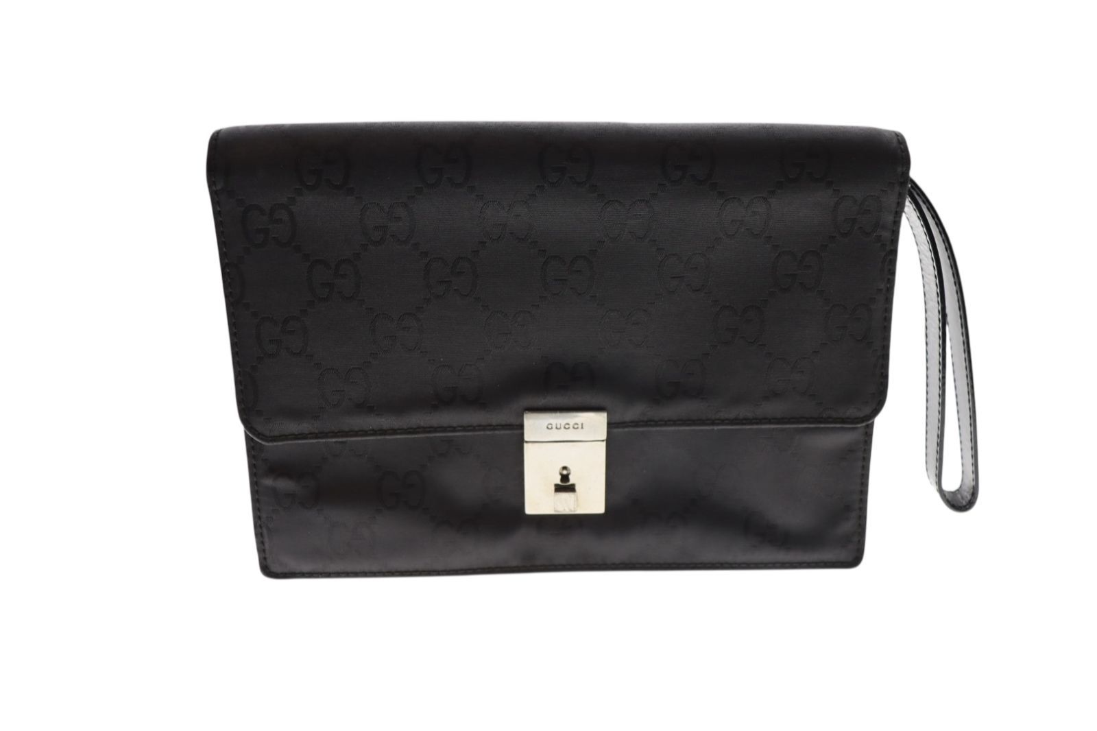 GUCCI グッチ セカンドバッグ GG柄 ブラック メンズ マイクロGG 金具 鍵付き